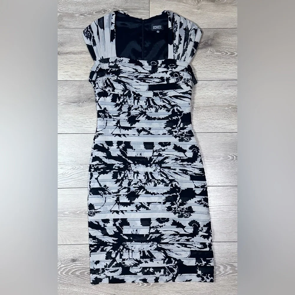 Adrianna Papell Floral Shutter Pleated Bodycon Dress